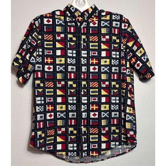 VTG Natural Issue Wrinkle Free Hawaiian Shirt Men XLT TALL Flags Design - Picture 2 of 7